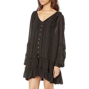 Free People boho button down mini dress with sleeves “Snow Angel” size S small